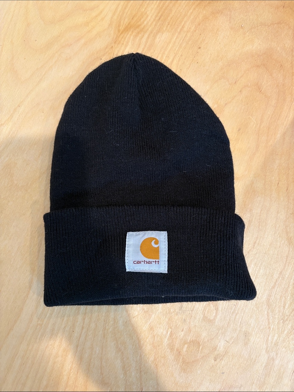 Carhartt Black Cuffed Beanie with Gold Logo Patch